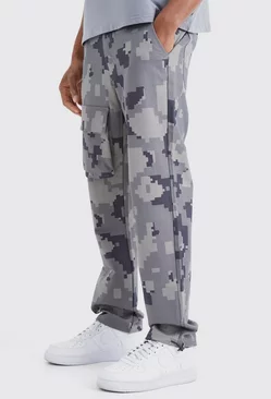 Straight Leg Pixel Camo Cargo Pocket Trouser Charcoal