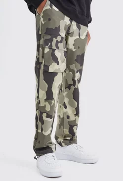 Khaki Straight Leg Cargo Thigh Pocket Camo Trouser