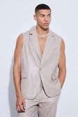 Stone Sleeveless Pu Single Breasted Suit Jacket