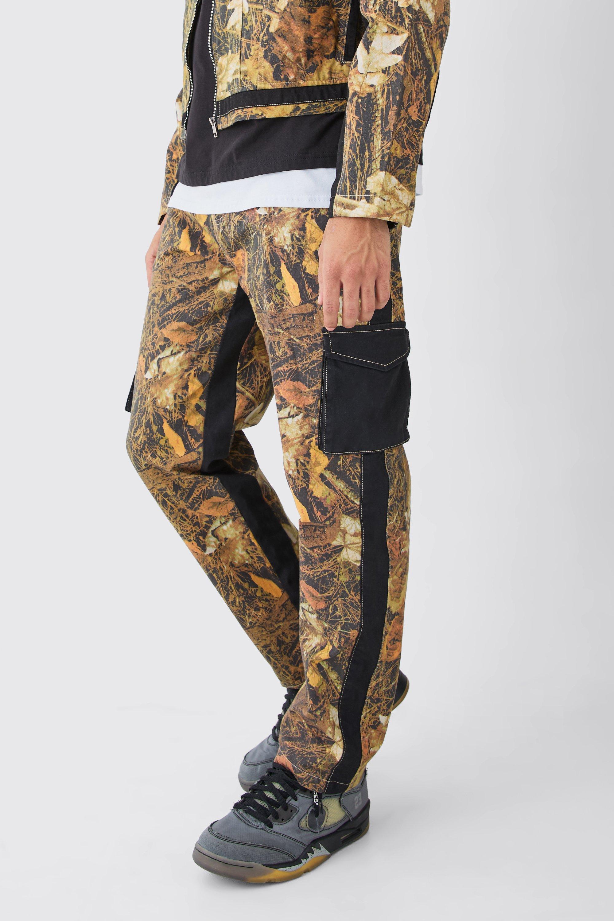 Khaki Fixed Waist Straight Leg Twill Camo Pants