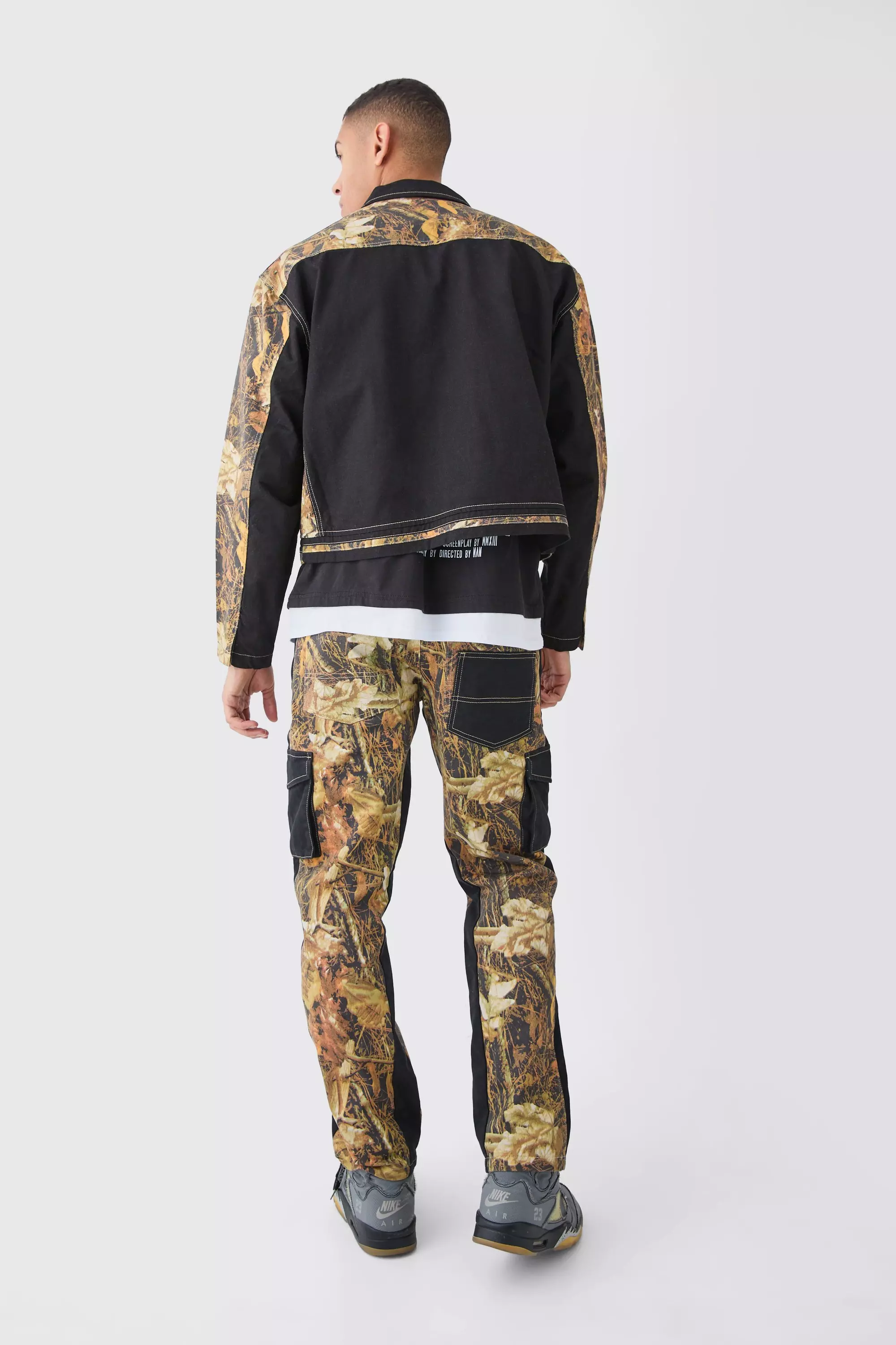 Fixed Waist Straight Leg Twill Camo Trouser, Khaki alternatives Bild