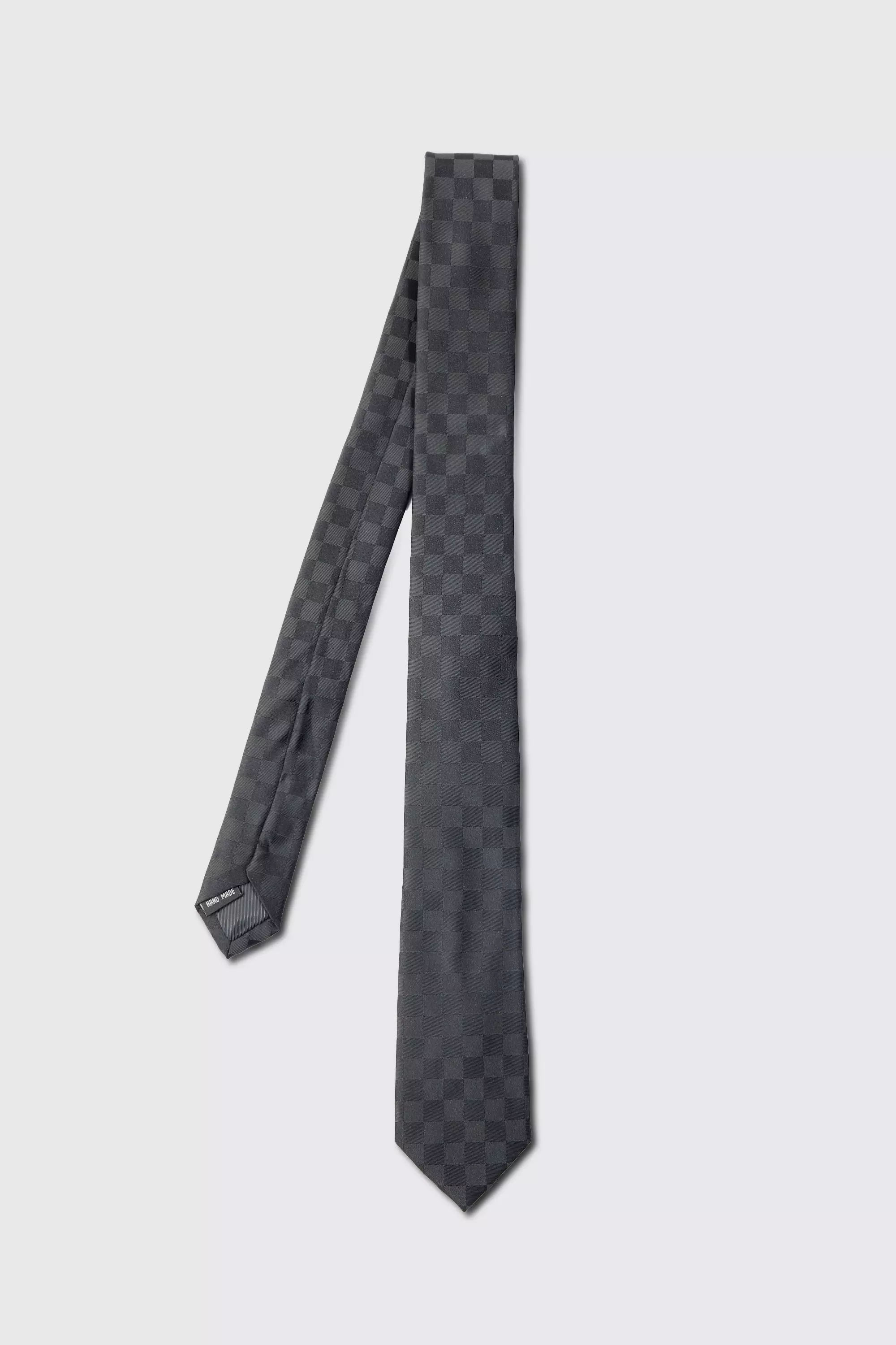 Black Tonal Checkerboard Slim Tie
