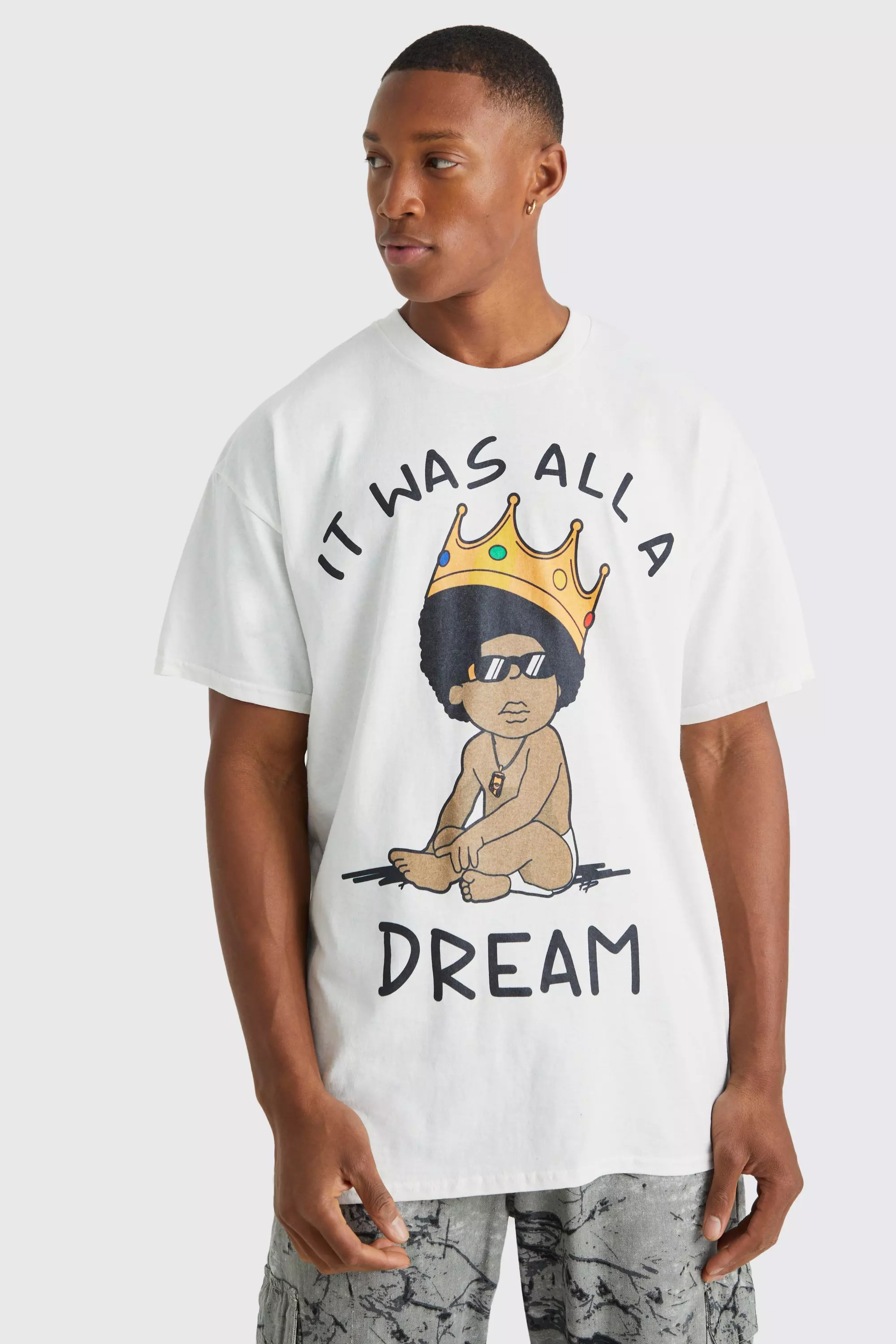 Oversized Baby Biggie Illustration License T-shirt White