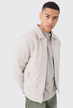 Stone Beige Onion Quilted Collared Jacket