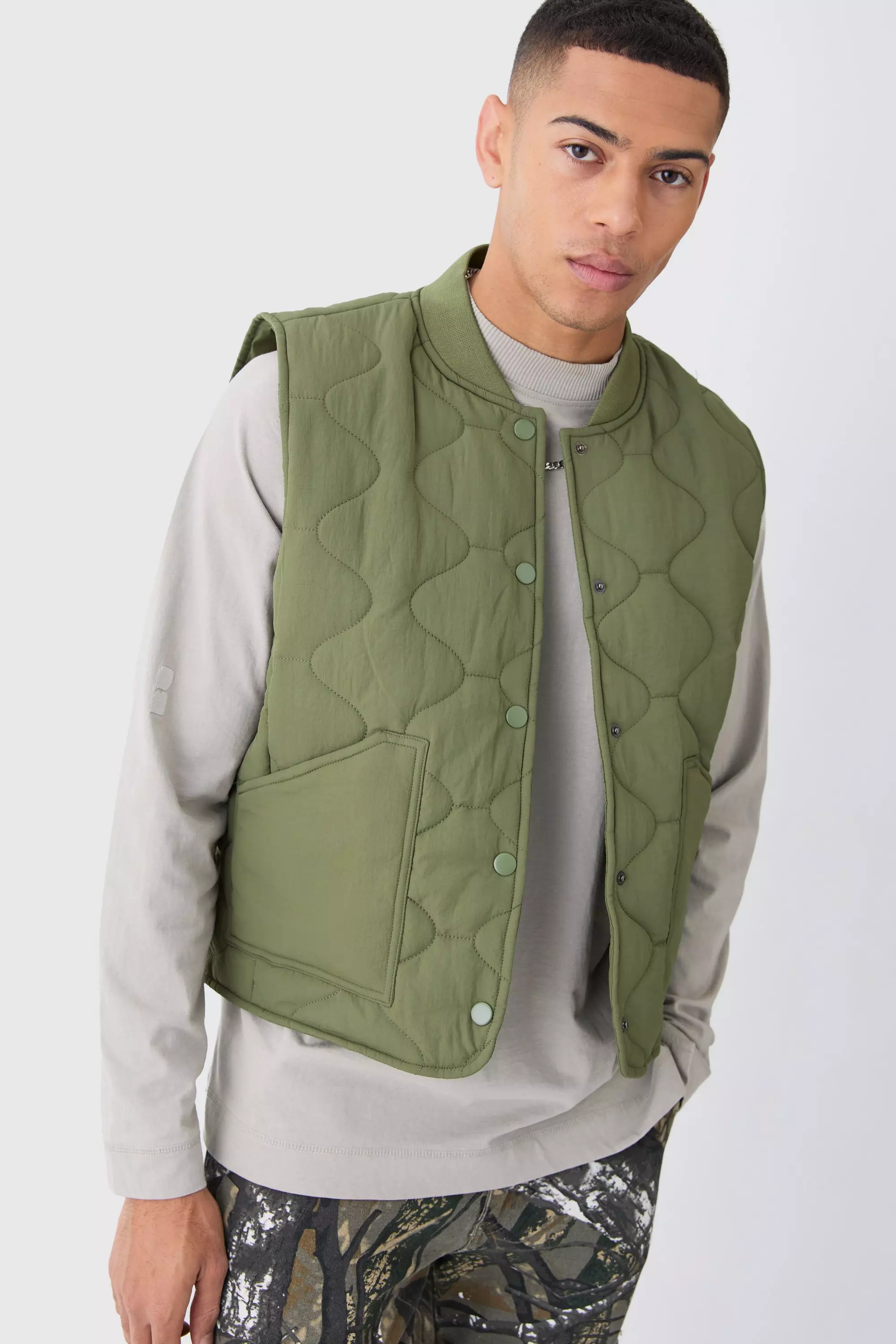 Onion Quilted Gilet Khaki