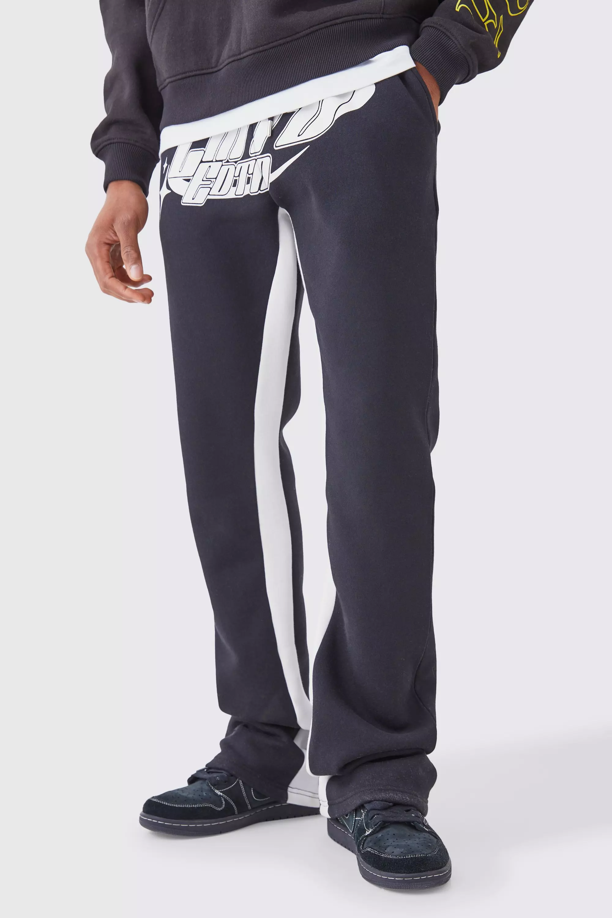 Black Limited Edition Stacked Gusset Joggers