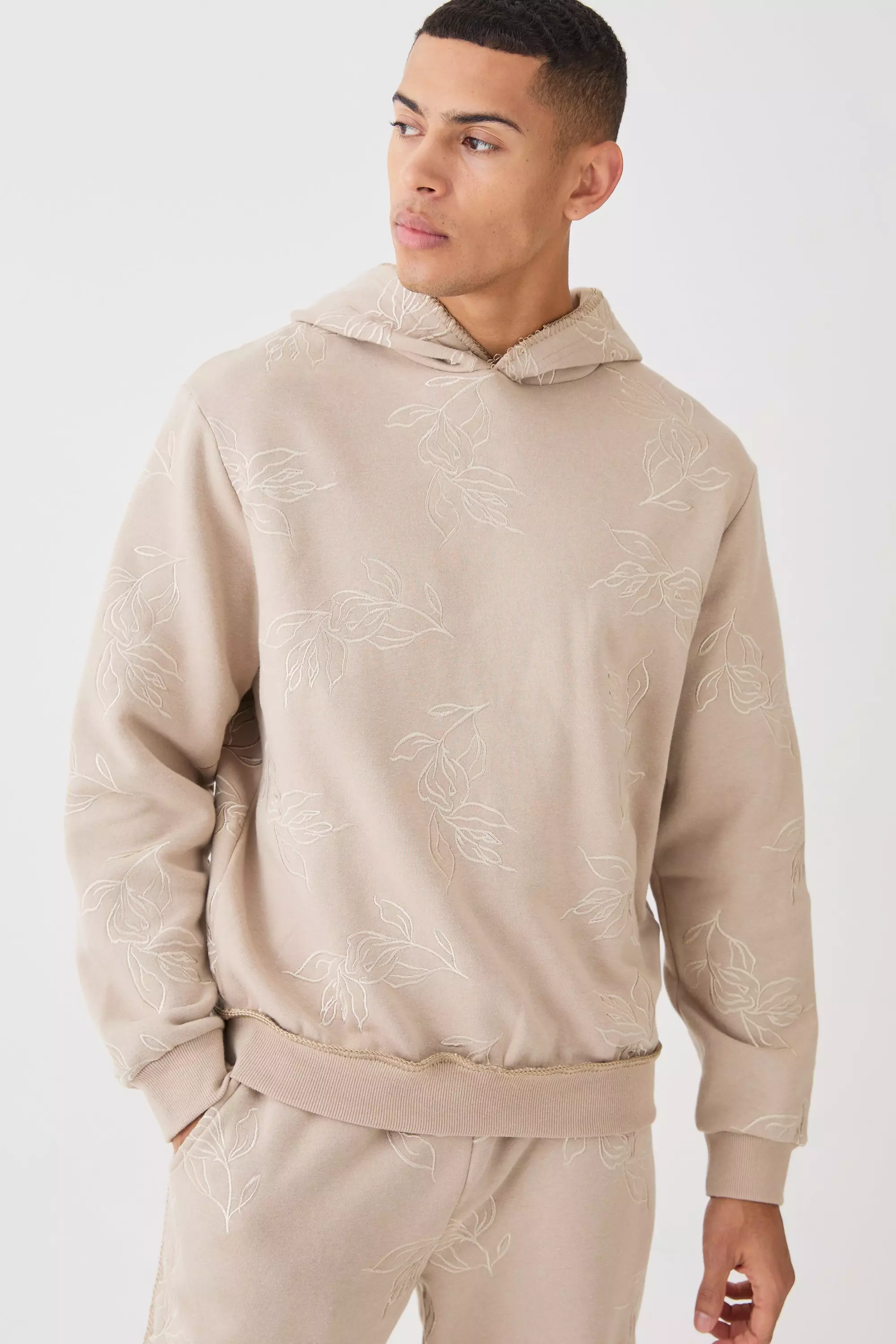 Embroidered Hoodie Taupe