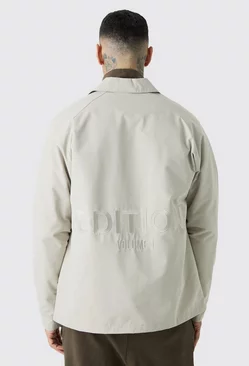 Heavyweight Twill Embroidered Coach Jacket Stone