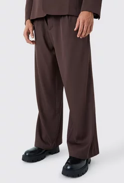 Mix & Match Relaxed Fit Wide Leg Trousers Chocolate
