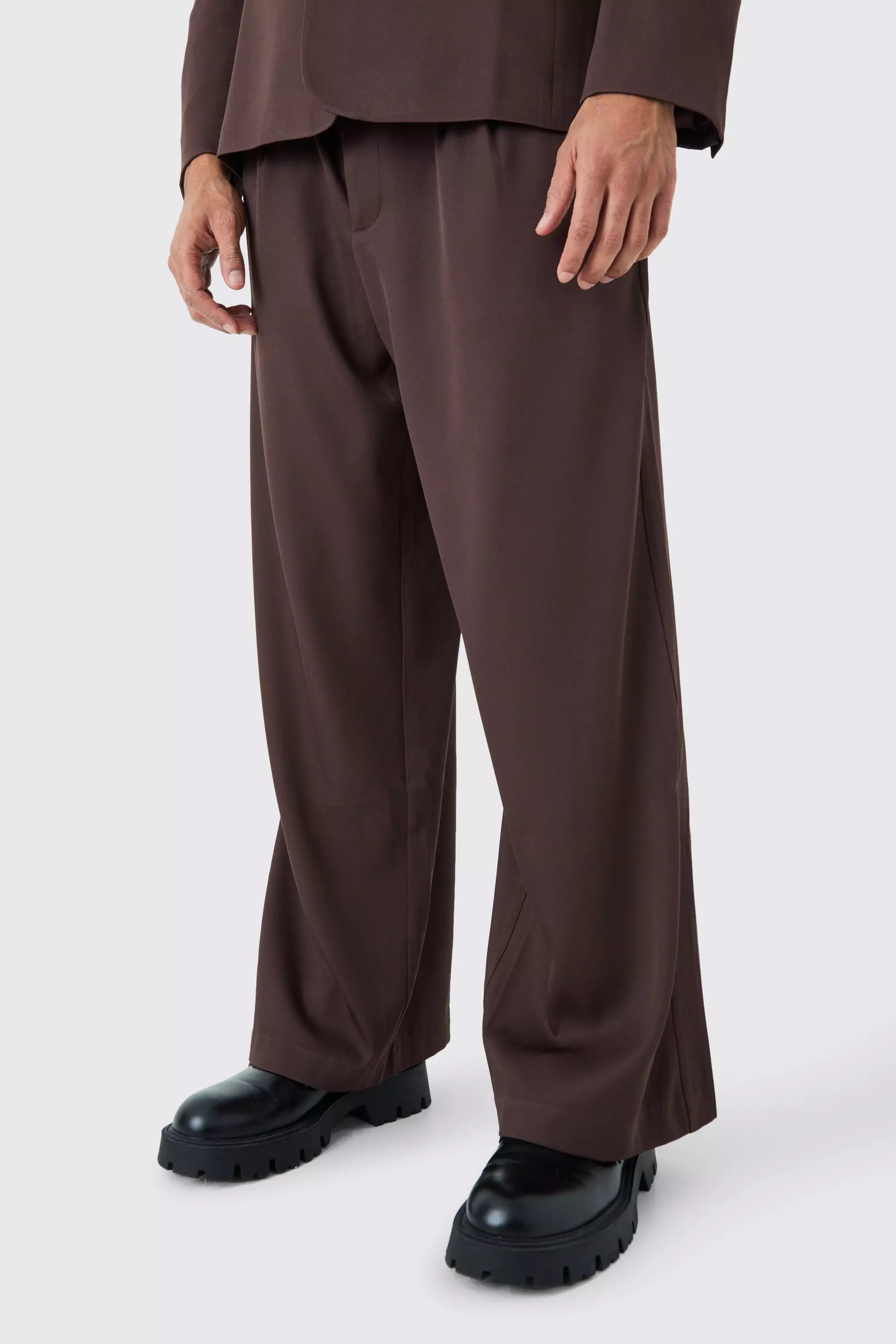 Chocolate Brown Mix & Match Relaxed Fit Wide Leg Trousers