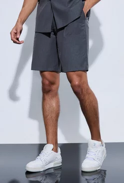 Grey Pocket Detail Tailored Shorts