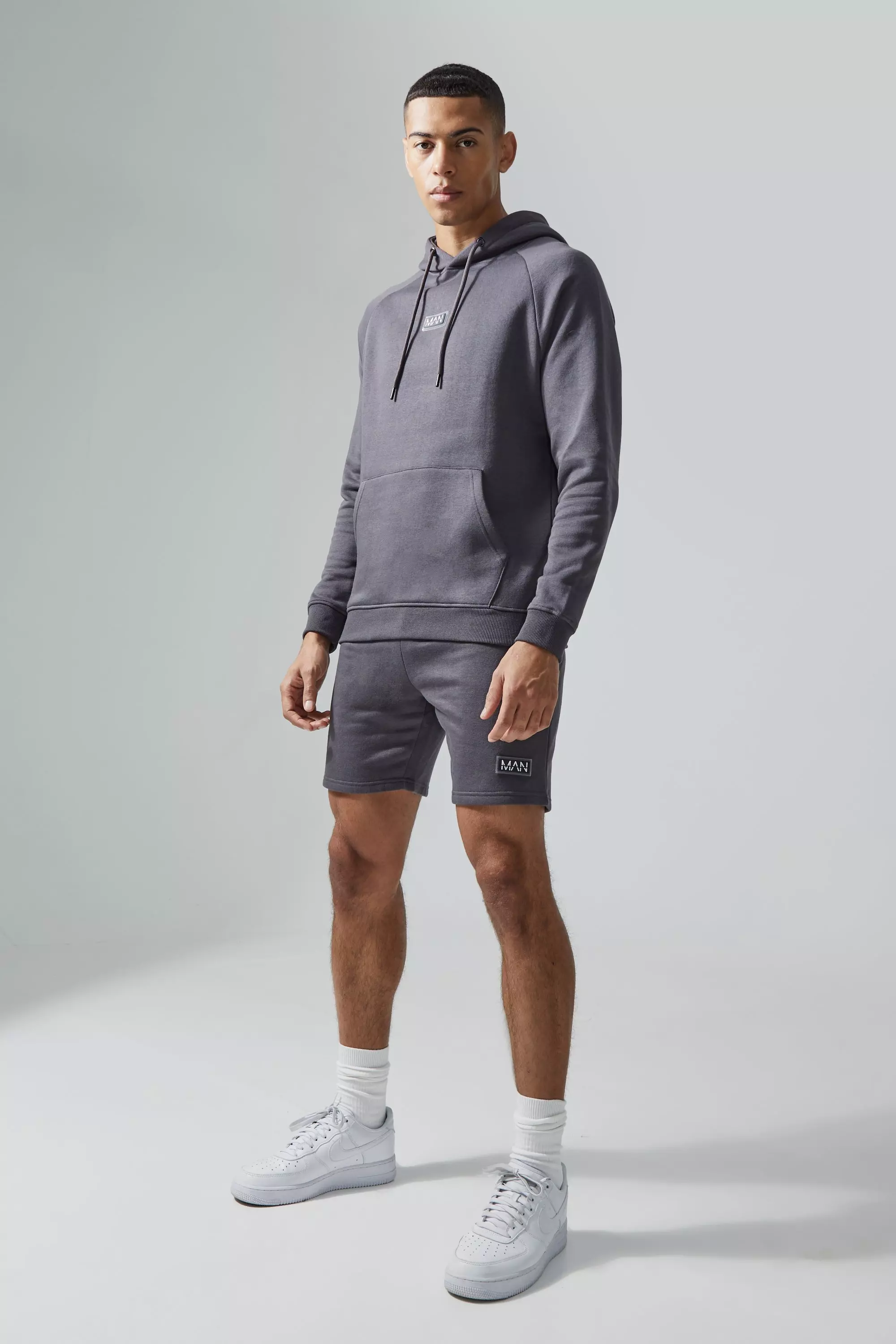Boohooman hoodie and shorts hotsell