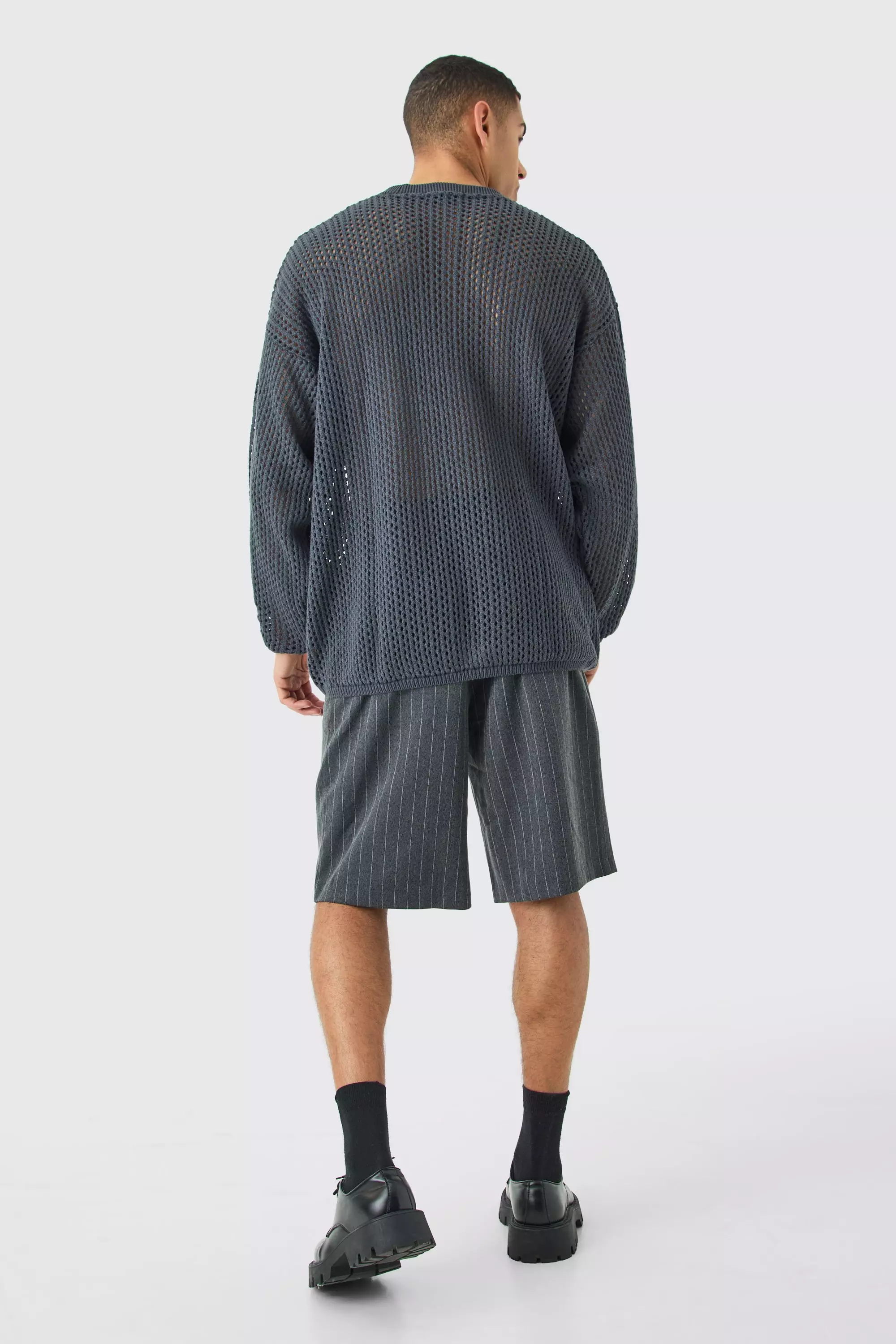 Grey Wide Leg Tailored Pleated Jort alternative image