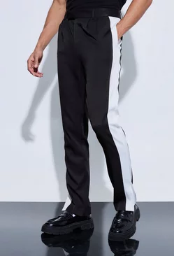 Tailored Sports Stripe Split Hem Trousers Black