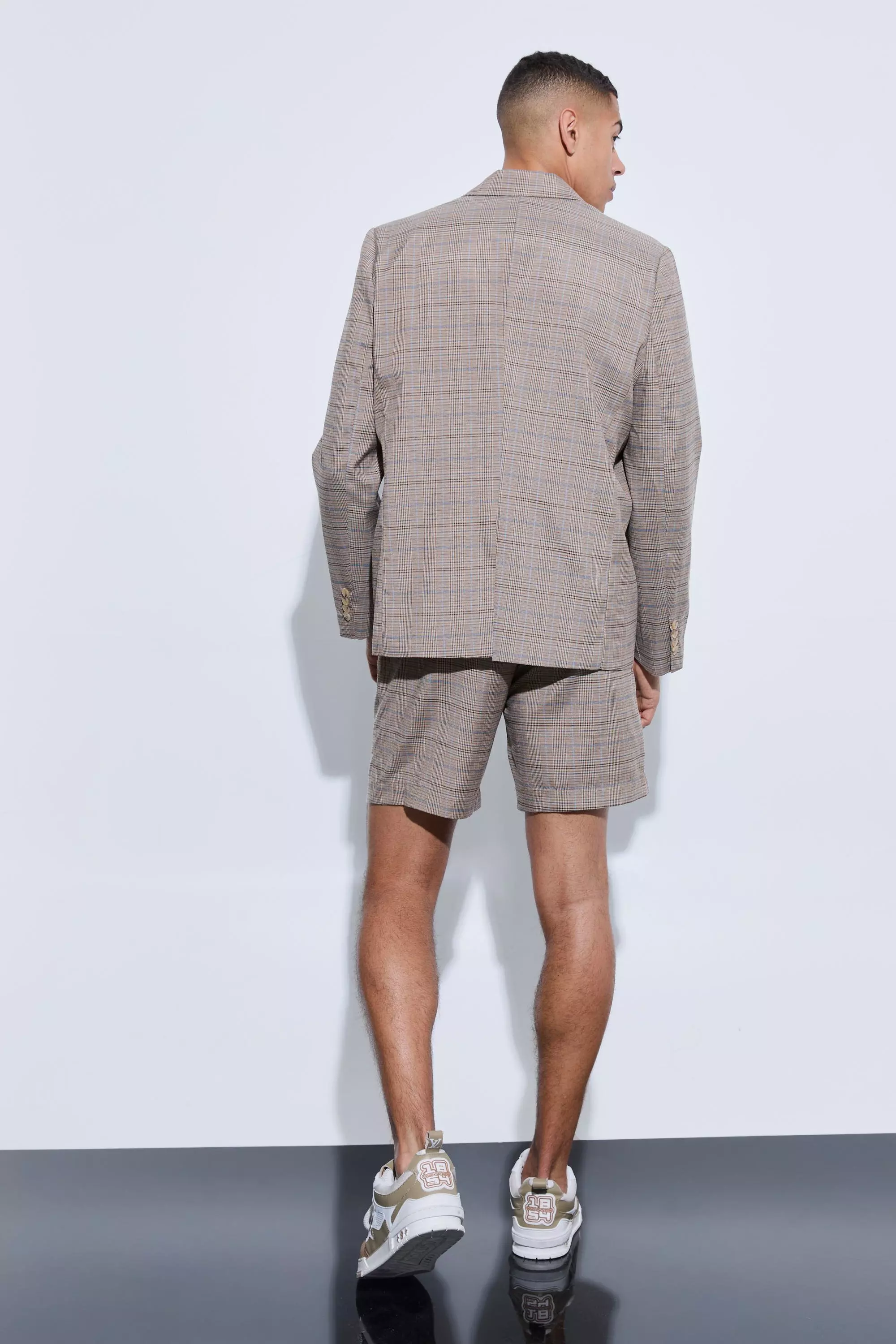 Brown Check Oversized Tailored Shorts alternative image
