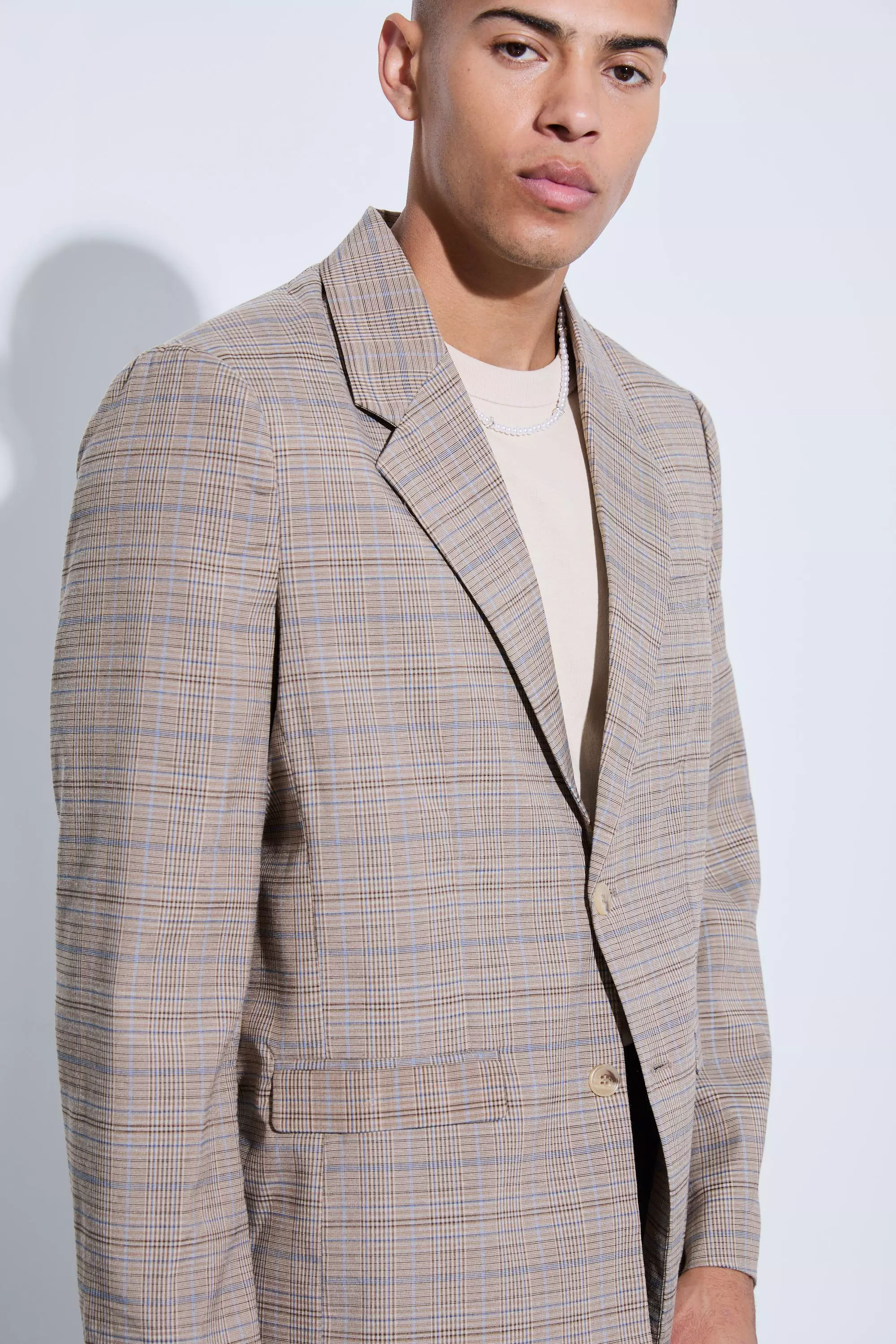 Kastiger karierter Oversize Blazer, Brown alternatives Bild