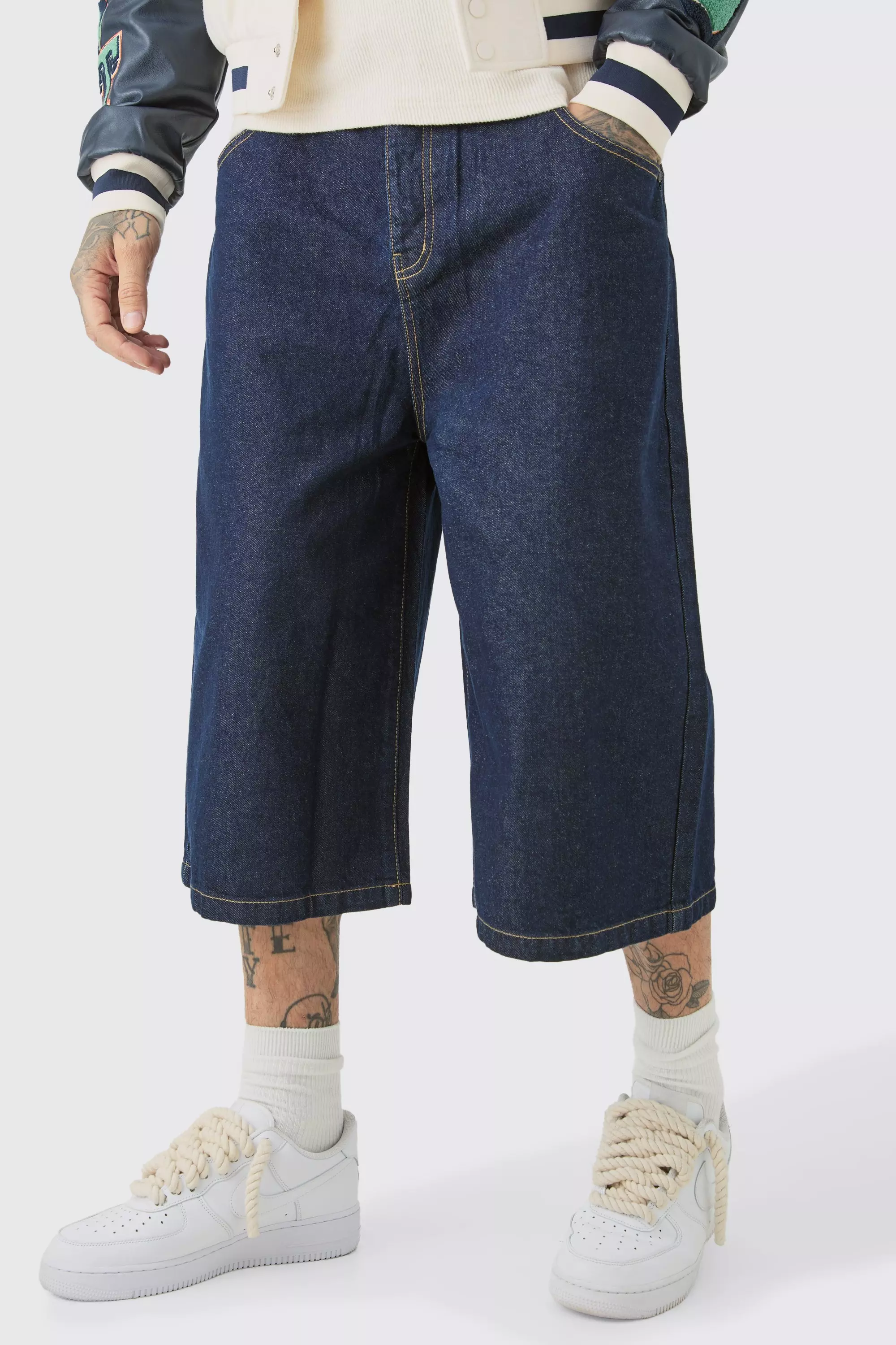Tall Long Line Denim Jorts In Indigo alternative image