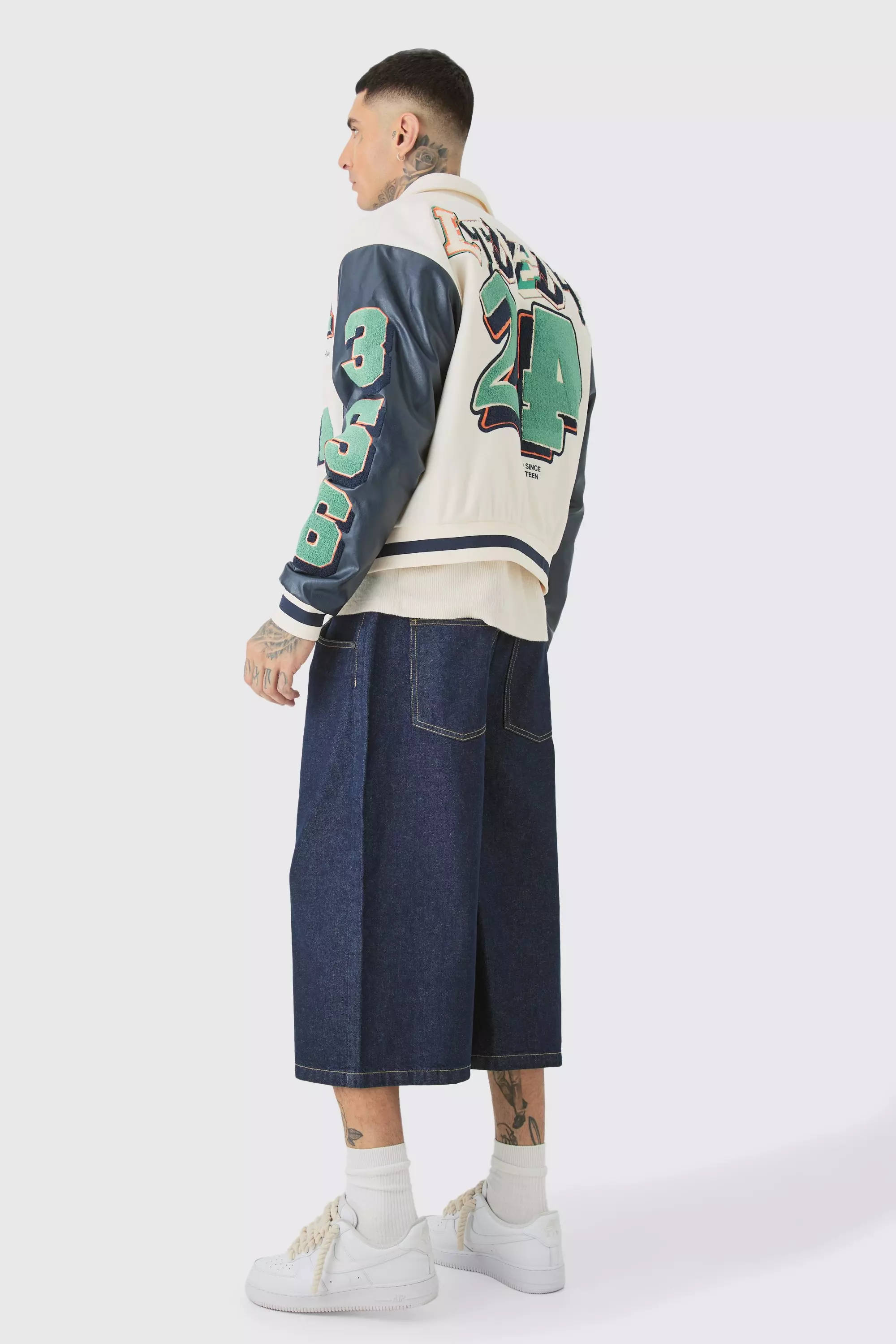 Tall Long Line Denim Jorts In Indigo alternative image