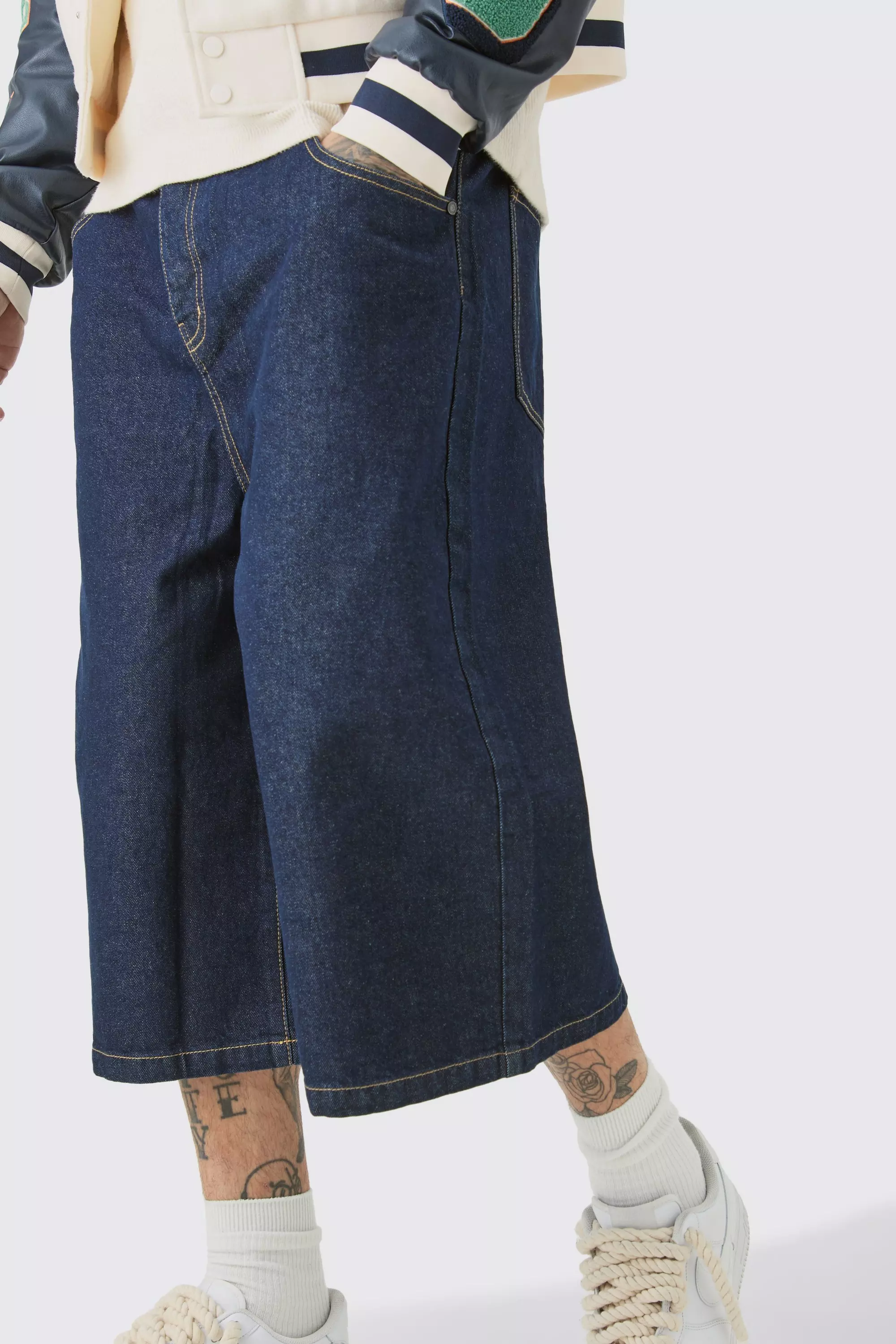 Tall Long Line Denim Jorts In Indigo alternative image