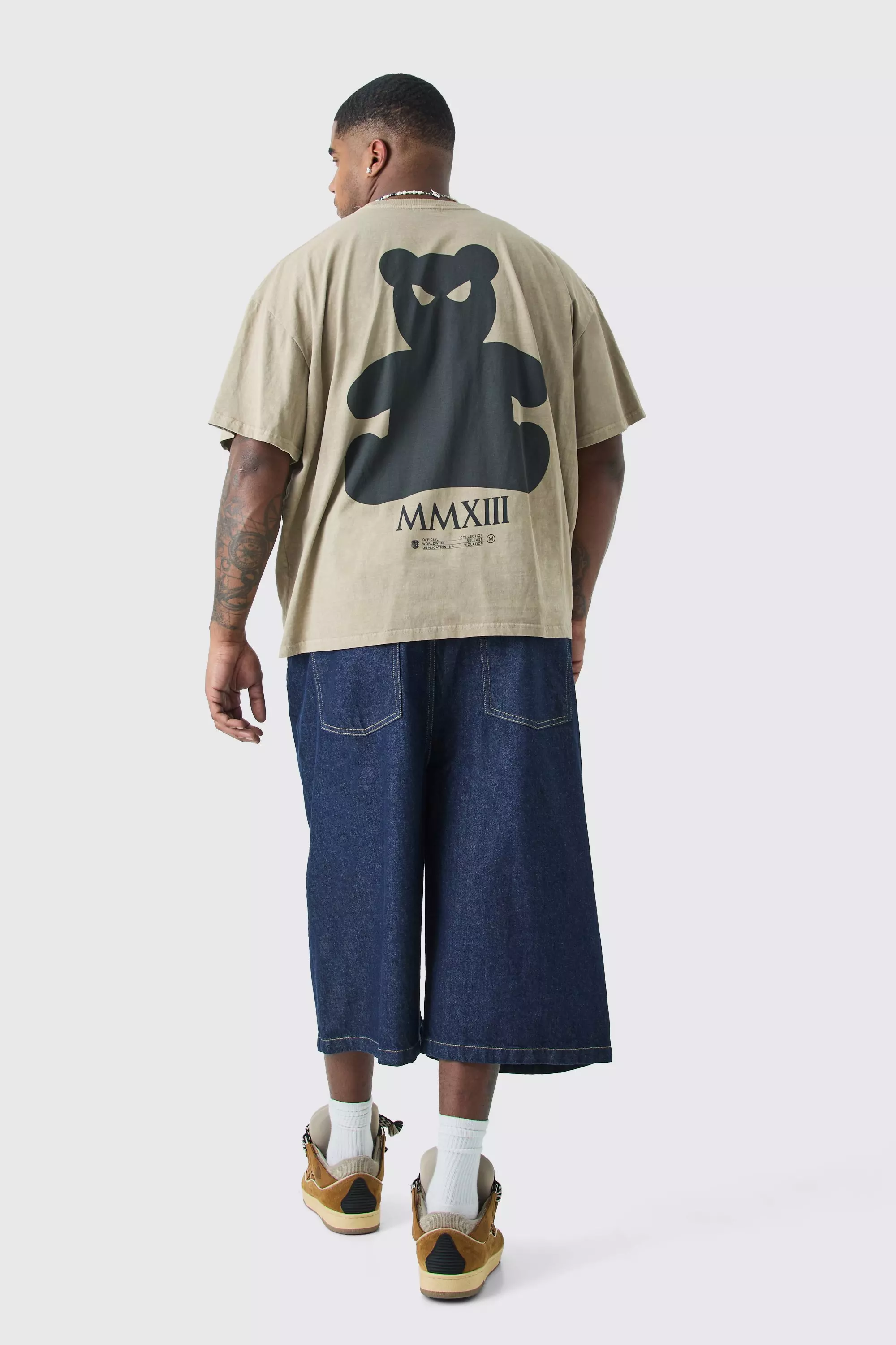 Plus Long Line Denim Jorts In Indigo alternative image