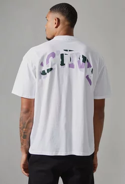 White Tall Active Oversized Camo Back Print T-shirt