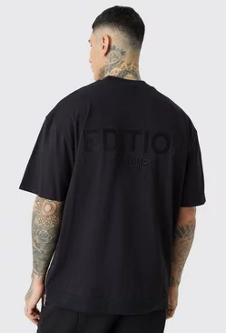 Black Tall Oversized Heavyweight Zip Hem T-shirt