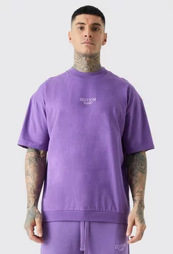 Purple Tall Oversized Heavyweight Zip Hem T-shirt