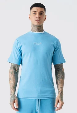 Blue Tall Heavyweight Ribbed Fauxlayer T-shirt