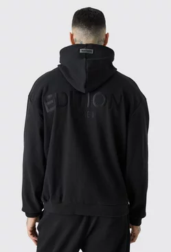 Tall Oversized Heavyweight Ribbed Hoodie Black