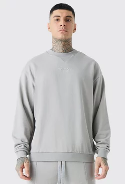 Grey Tall Oversized Extended Neck Heavyweight Sweatshirt