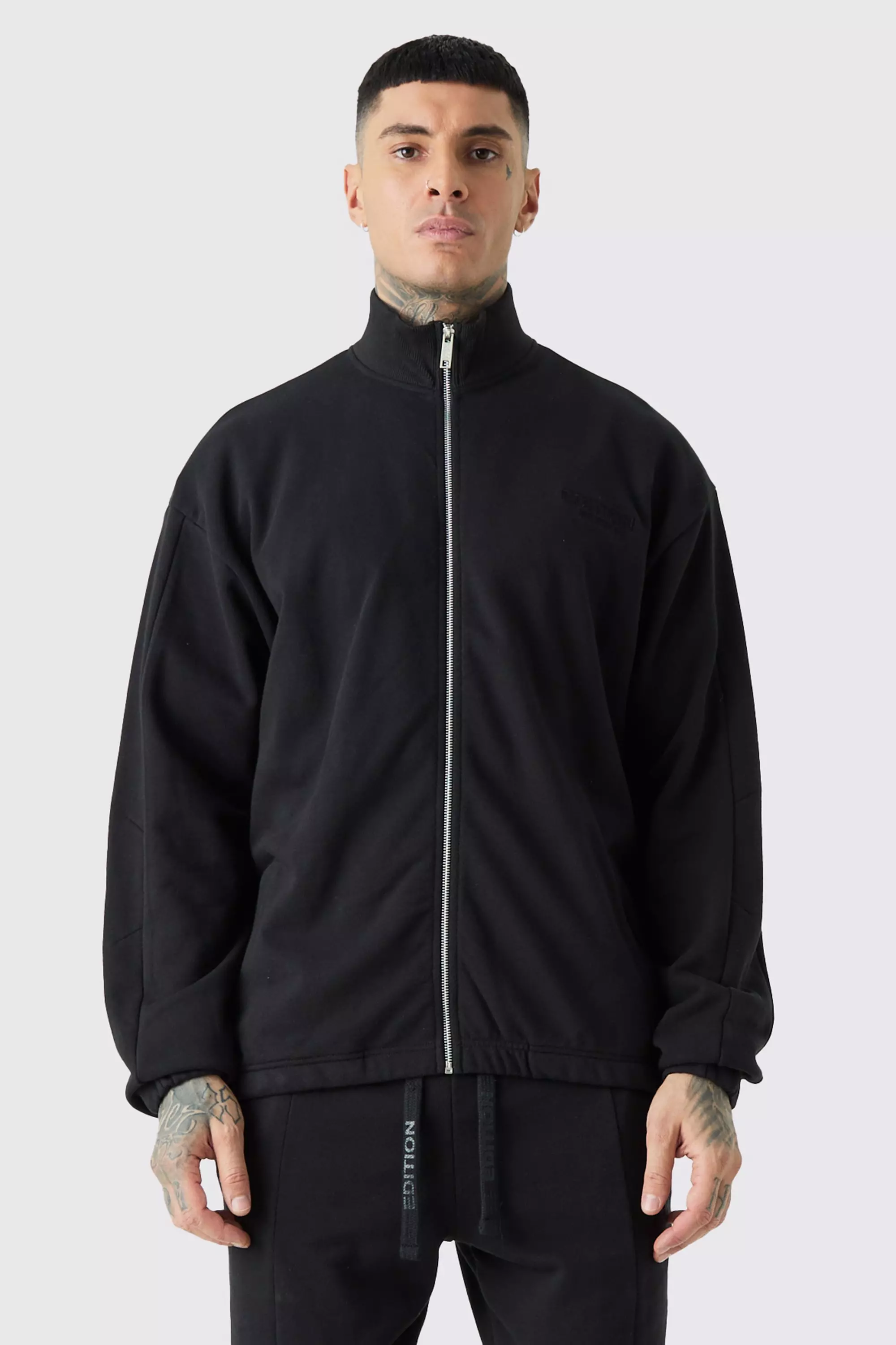 Black Tall Oversized Heavyweight Bomber Jacket