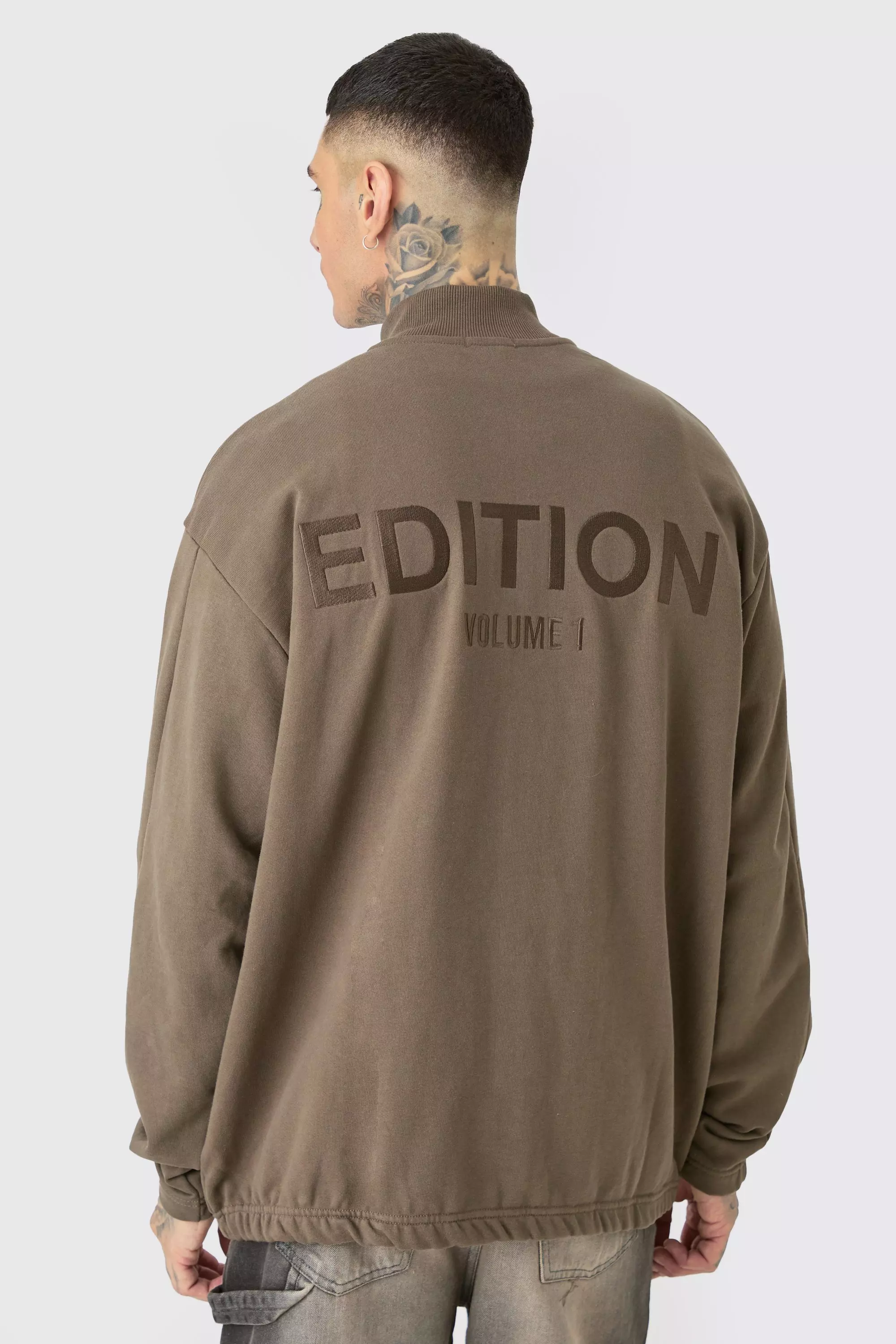 Tall EDITION Oversized Heavyweight Harrington Jacket Chocolate