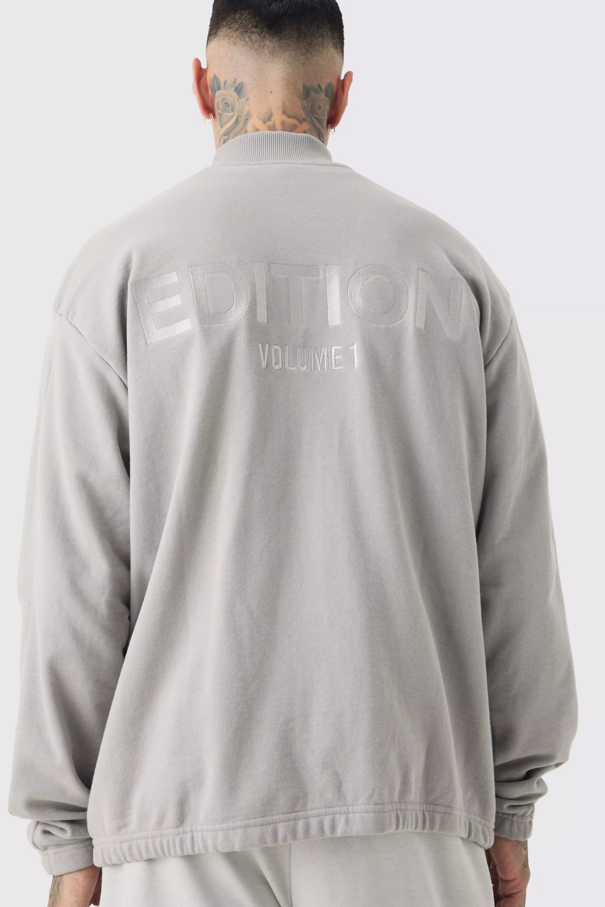 Grey Tall Oversized Dikke Harrington Jas alternatieve afbeelding
