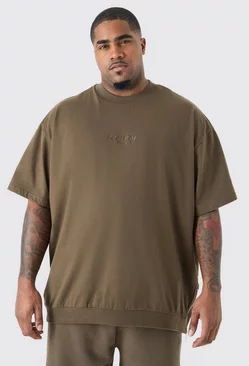 Chocolate Brown Plus Oversized Heavyweight Zip Hem T-shirt