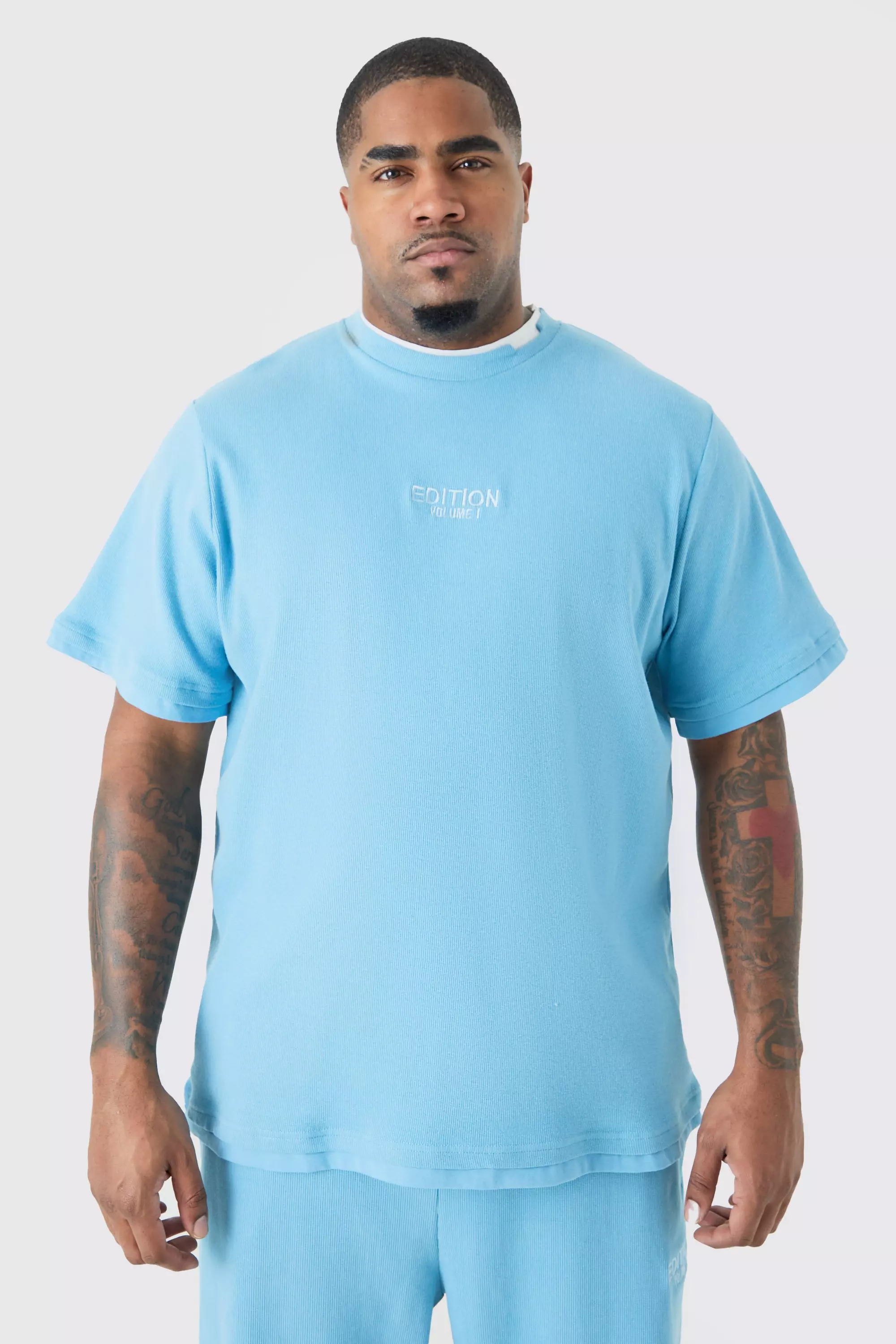 Blue Plus Heavyweight Ribbed Fauxlayer T-shirt
