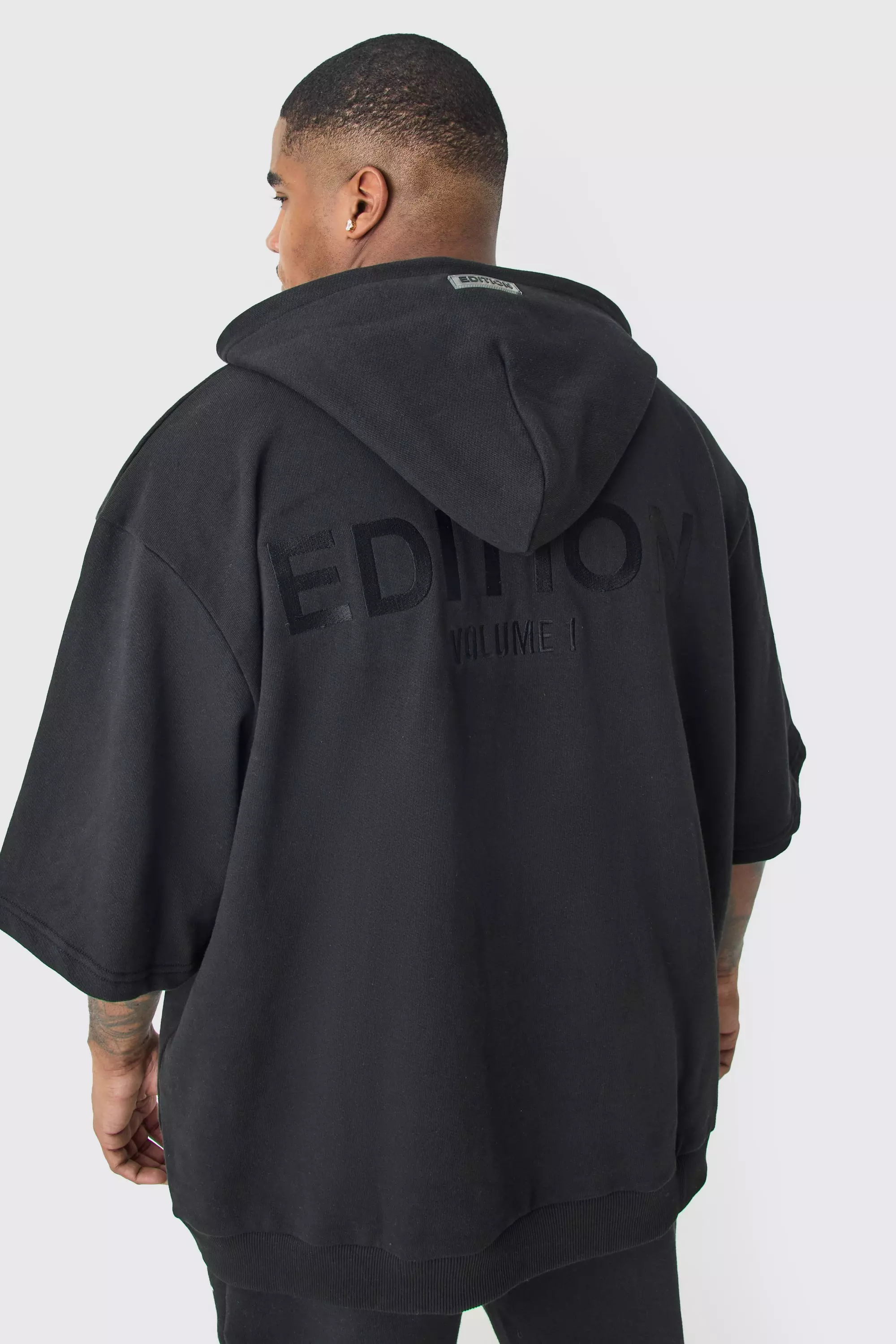 Plus EDITION Oversized Heavyweight Short Sleeve Hoodie boohooMAN