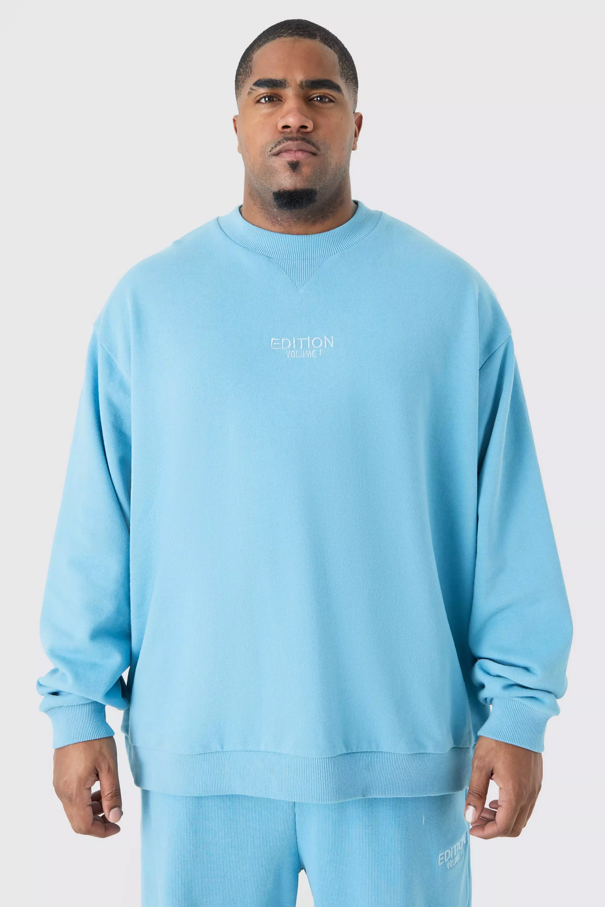Blue Plus Oversized Extended Neck Heavyweight Sweatshirt