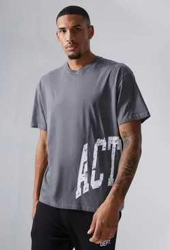 Charcoal Grey Tall Man Active Oversized Overdyed T-shirt