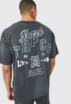 Grey Oversized Dark Tropics Wash T-shirt