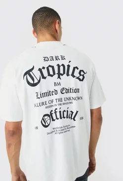 White Oversized Interlock Dark Tropics T-shirt