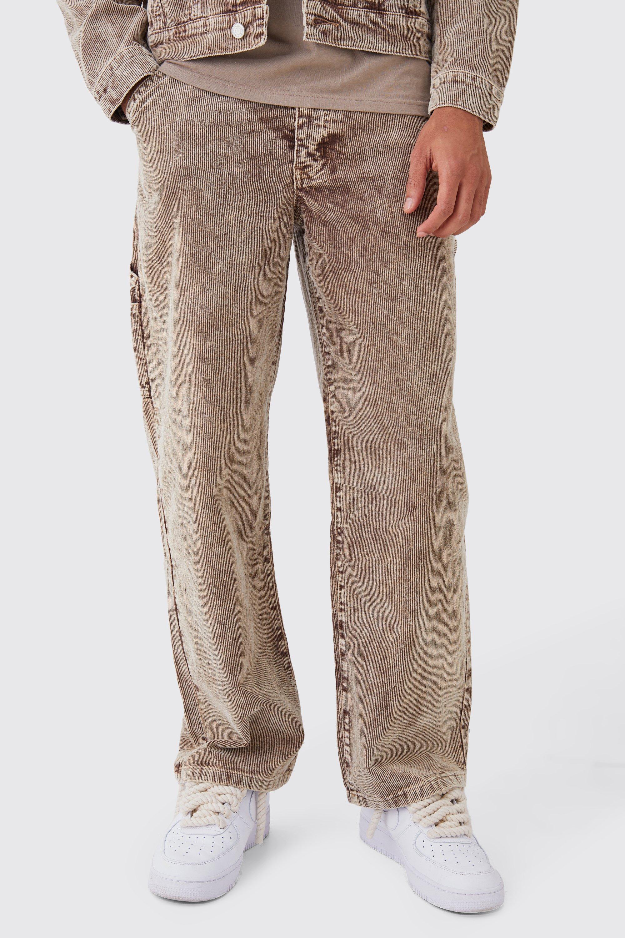 Acid Wash Relaxed Fit Popper Cord Pants