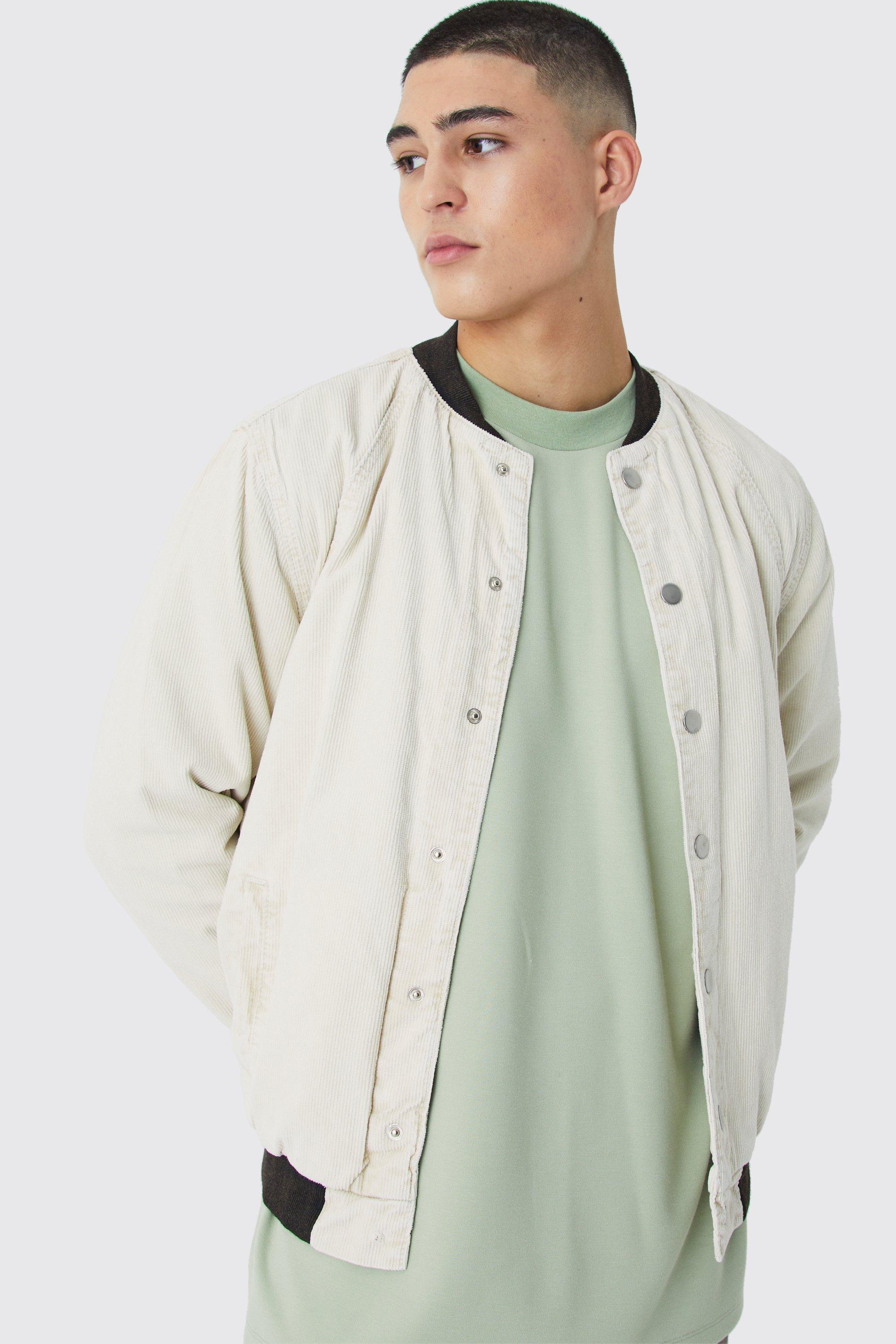 Beige bomber hot sale jacket men