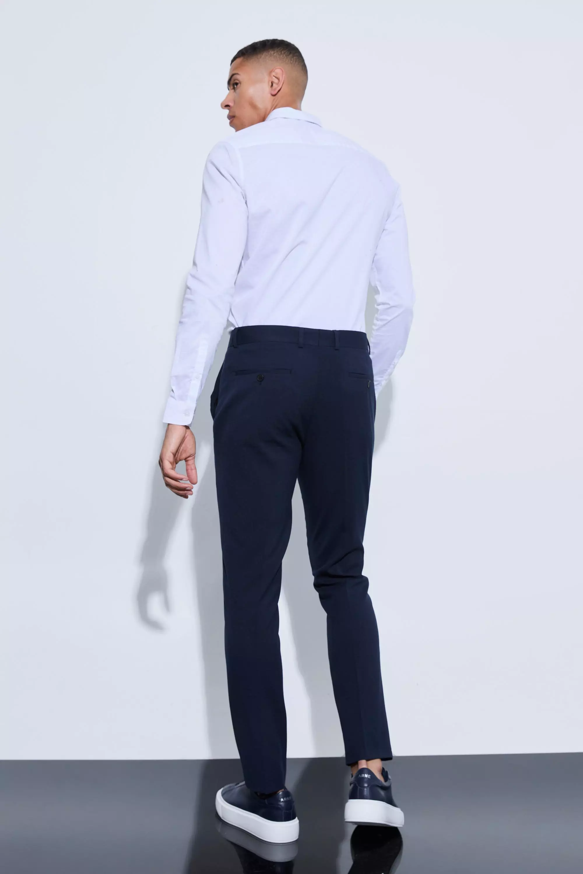 Navy Slim Crop Pintuck Smart Jogger Trouser alternative image