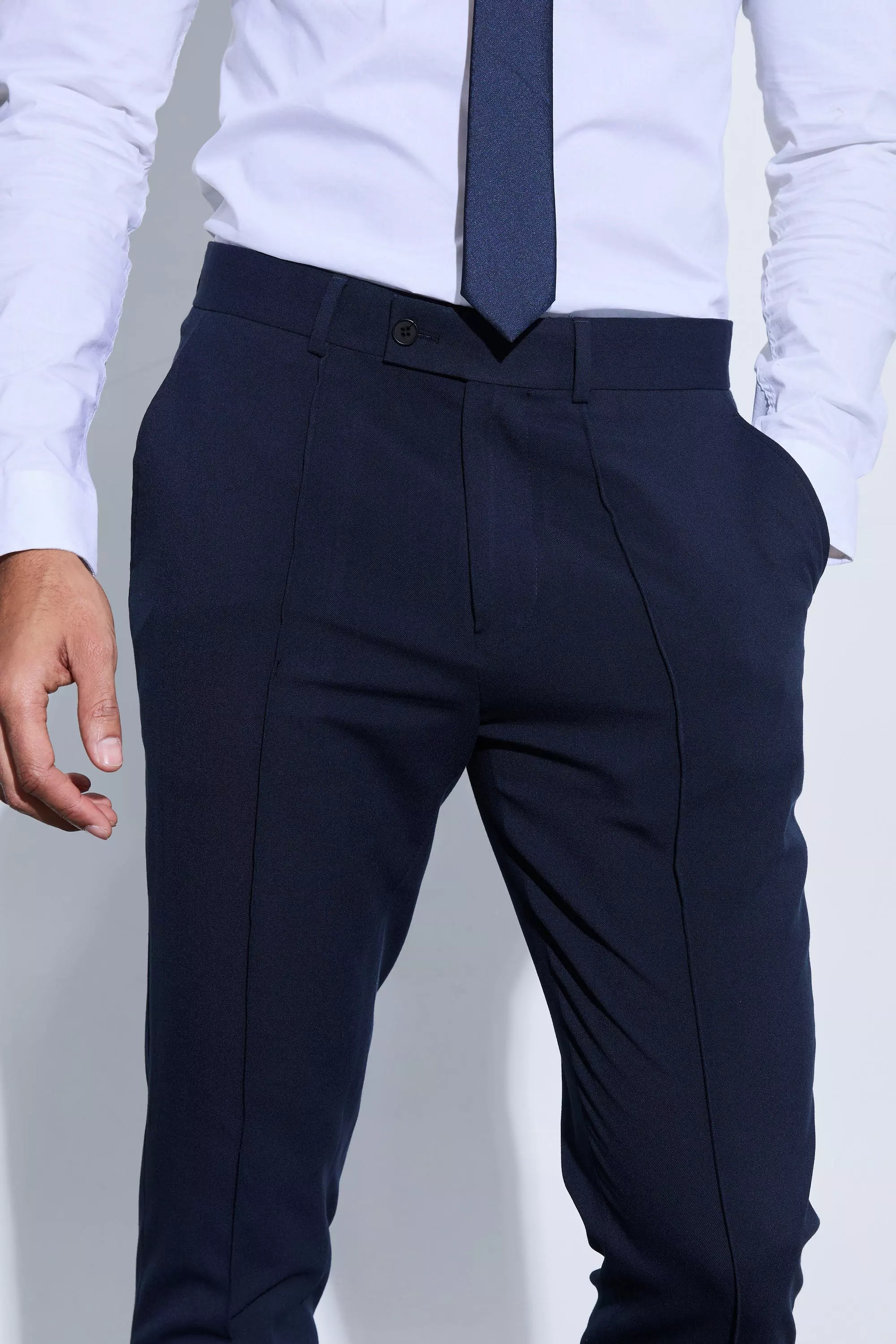 Navy Slim Crop Pintuck Smart Jogger Trouser alternative image