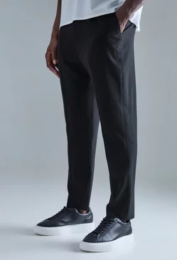 High Rise Tapered Crop Tailored Trouser Black