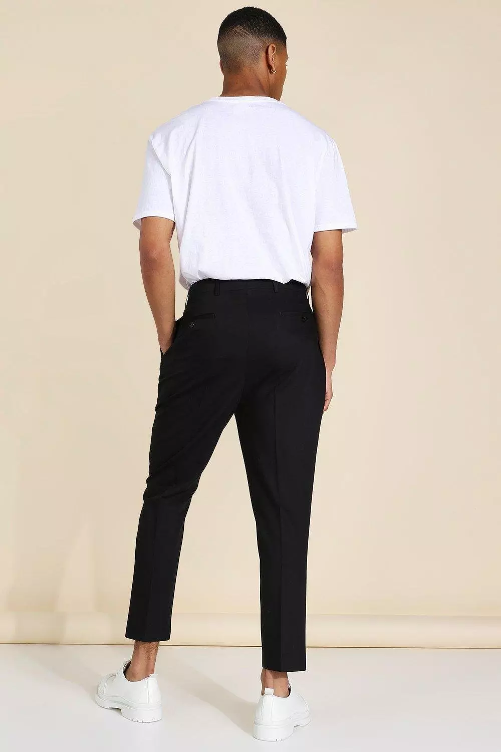 High Rise Tapered Crop Tailored Pants | boohooMAN USA