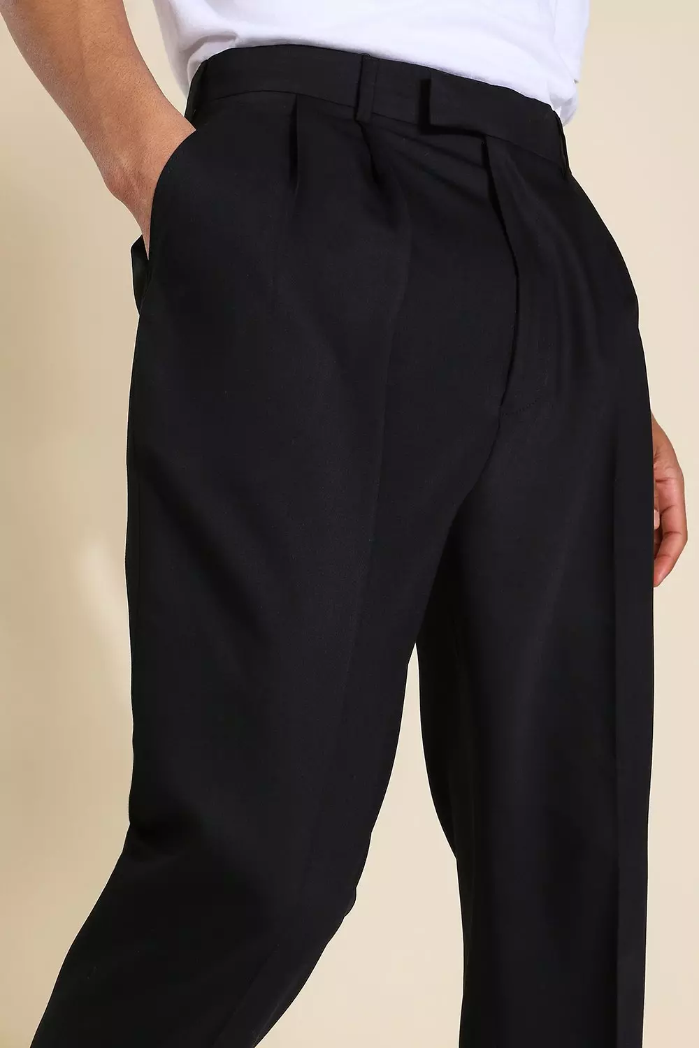 High Rise Tapered Crop Tailored Pants | boohooMAN USA