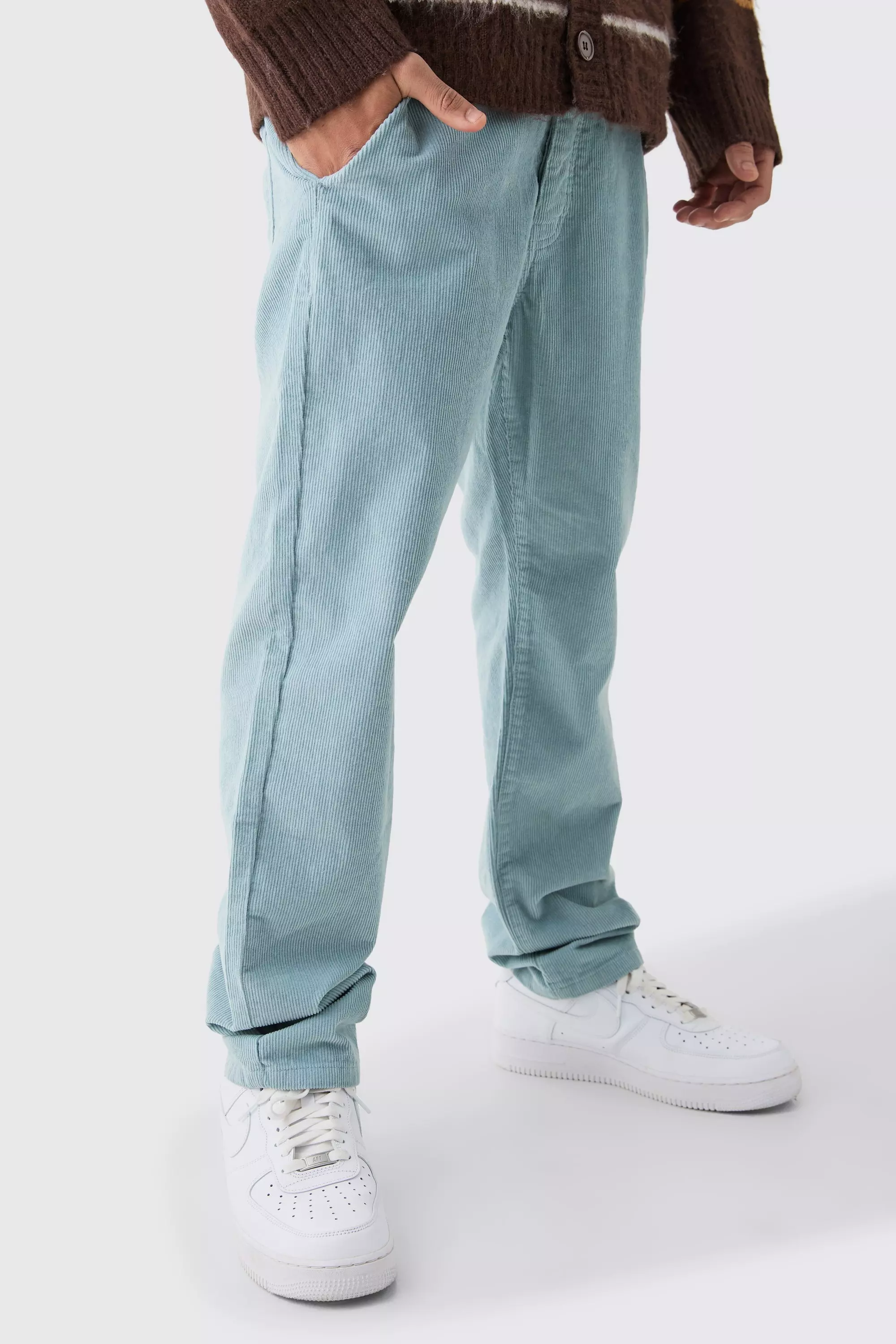 Relaxed Tapered Cord Pants In Slate Slate