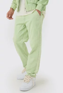 Green Relaxed Tapered Cord Trouser In Sage