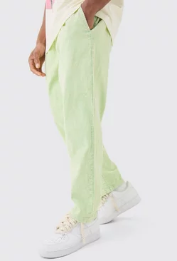 Green Elastic Waist Skate Cord Trouser In Sage